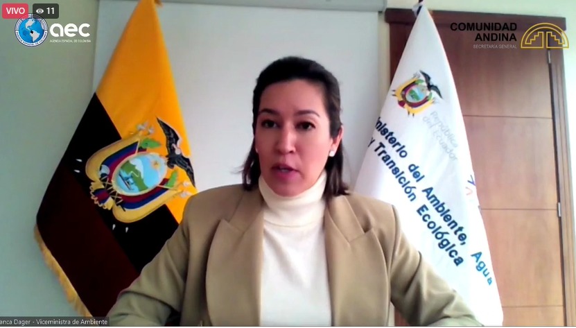 Viceministra de Ambiente de Ecuador, Bianca Dager, en representación de la PPT de la CAN